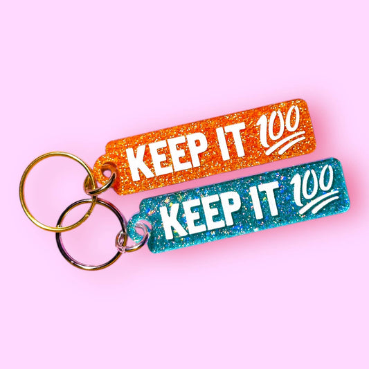 Keep It 100 Engraved Keychain