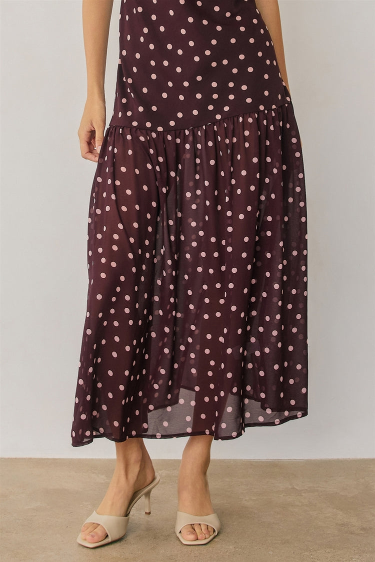Polka Dot Drop Waist Maxi Dress