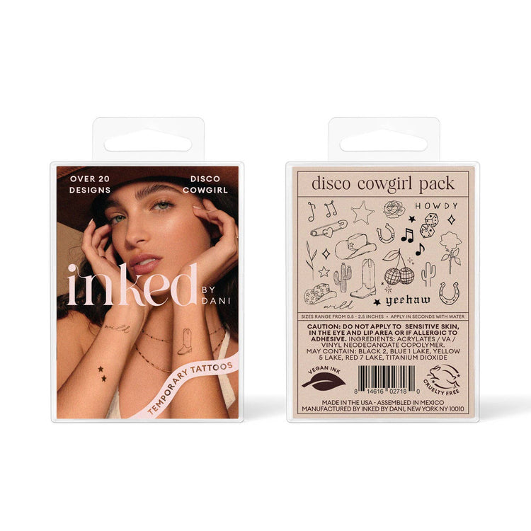 Disco Cowgirl Temporary Tattoo Pack