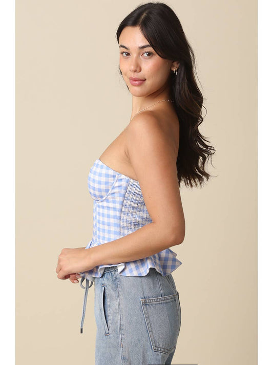 Noelle Ruffle Peplum Strapless Top