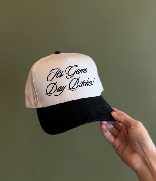 It’s Game Day Hat in Black/Cream