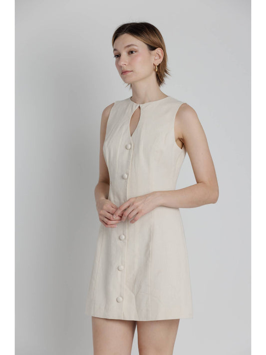 Keyhole Mini Dress in Natural