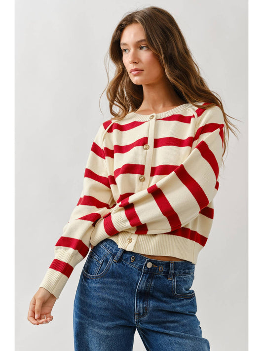 Stripe Reglan Sweater Cardigan
