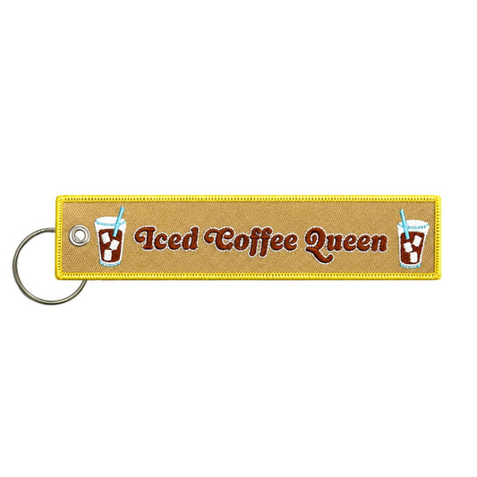 Iced Coffee Queen Embroidered Keychain