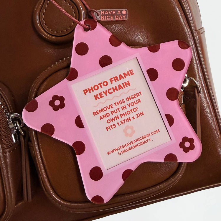 Polka Dot Star Photo Frame Keychain