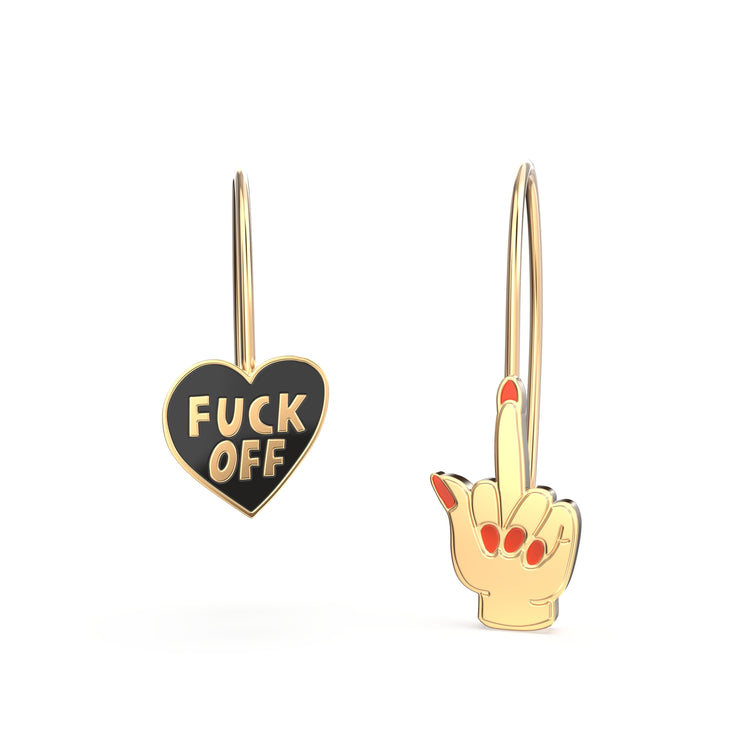 F*Ck Off Heart & Middle Finger Earrings