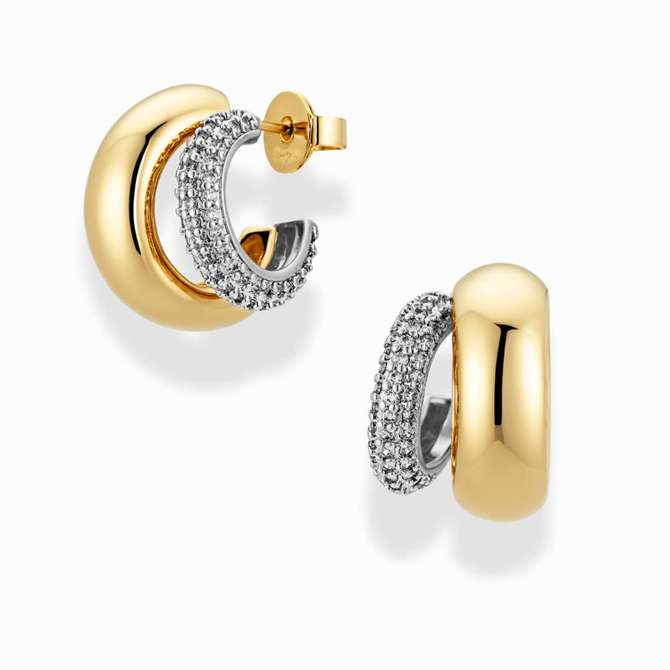 Conrad Textured Hoops in Gold in Mixed Metal