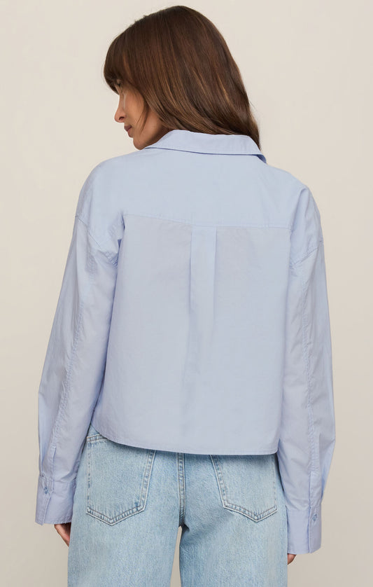 Z Supply Favorite Button Up Top in Hamptons Blue