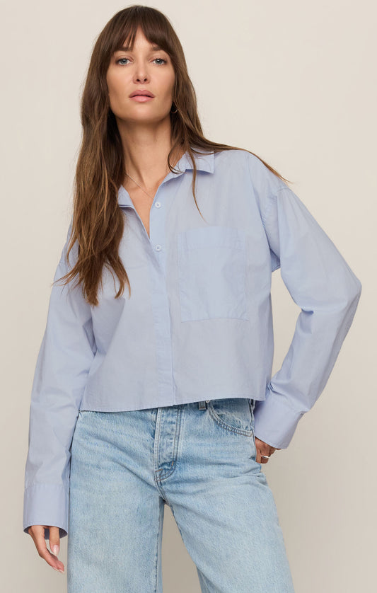Z Supply Favorite Button Up Top in Hamptons Blue