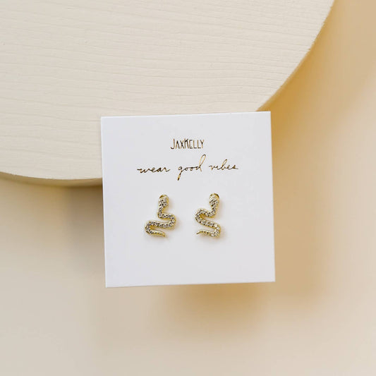 JaxKelly Pave Gold Snake Studs