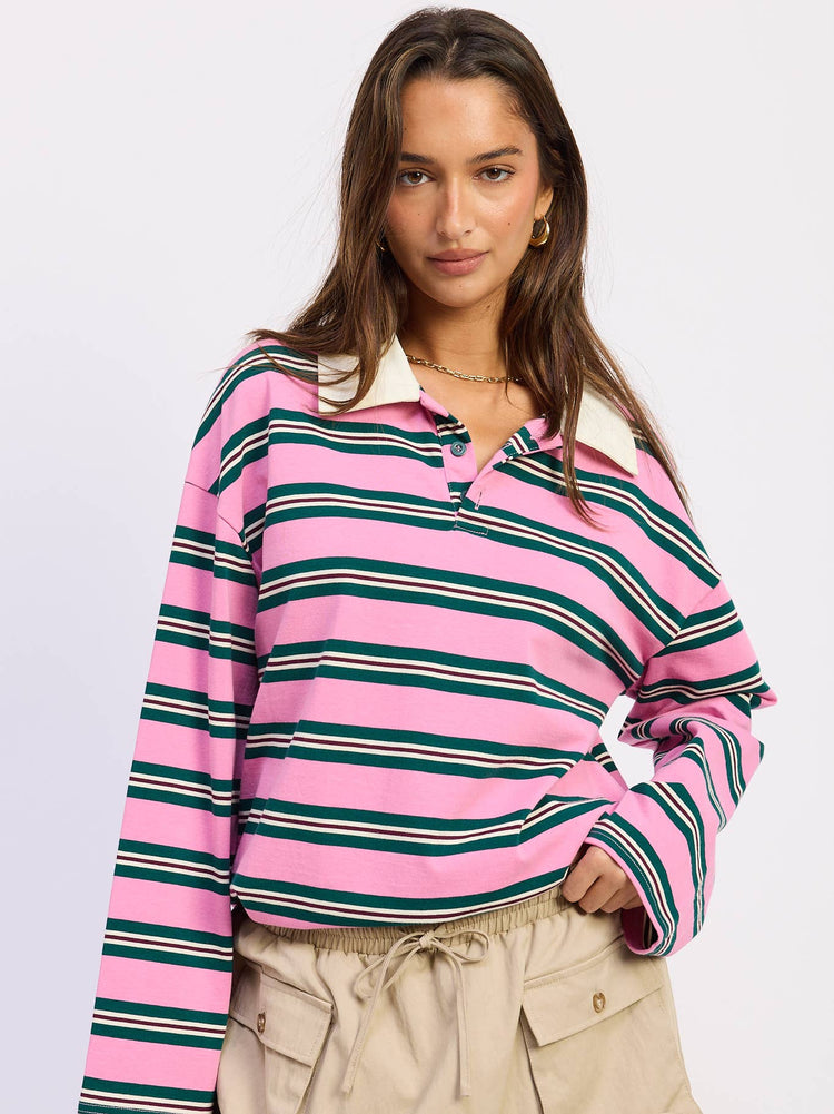 Oversized Stripe Long Sleeve Tee