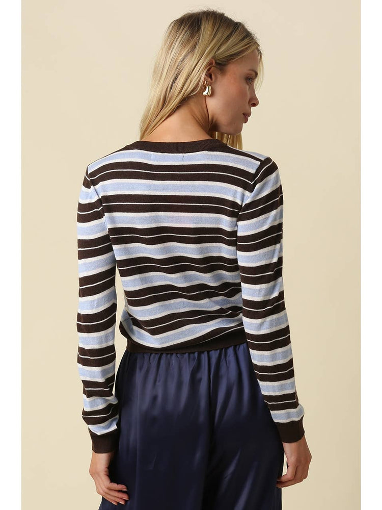 Ella Multi Stripe Button Cardigan