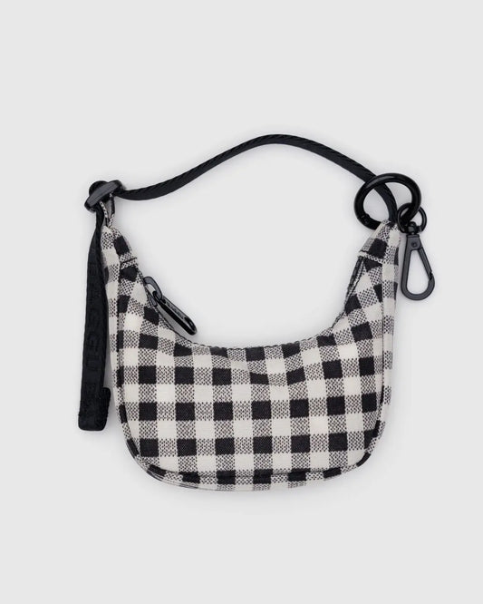 PREORDER Crescent Bag Charm in Black & White Gingham