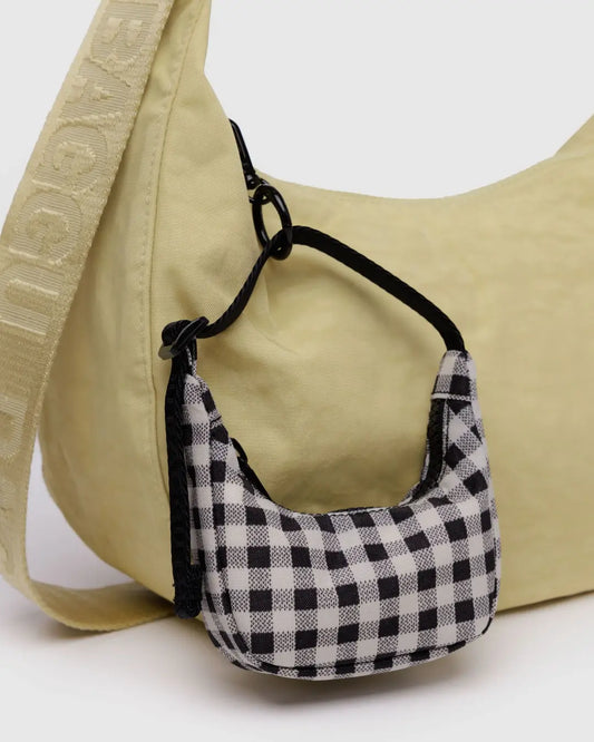 PREORDER Crescent Bag Charm in Black & White Gingham
