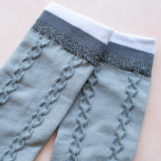 Gray Double Twist Mid Socks