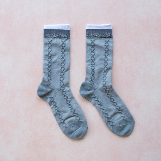 Gray Double Twist Mid Socks