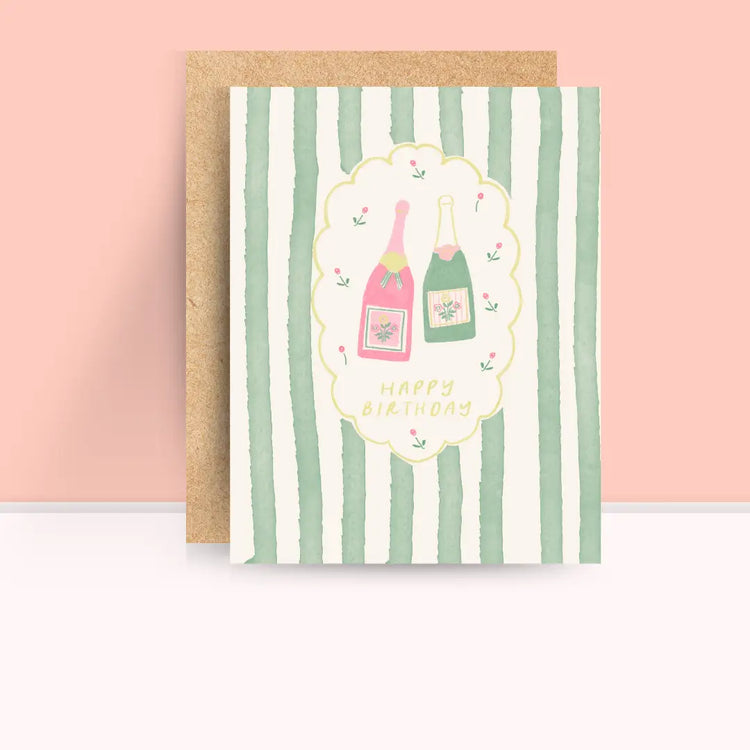 Green Stripes Birthday Card