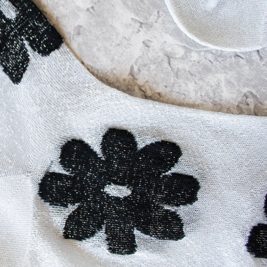 Grey Vintage Glitter Flower Socks