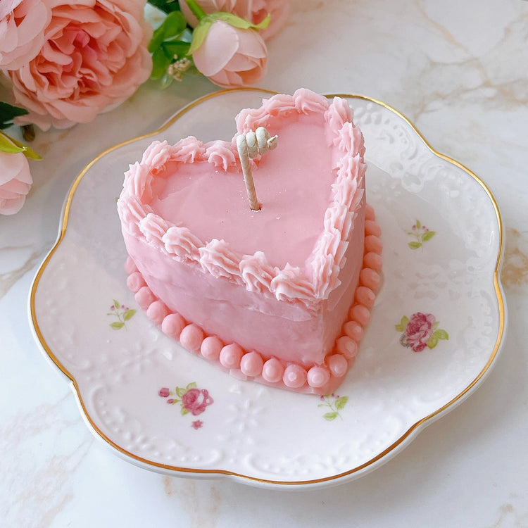 Pink Heart Shaped Cake Candle