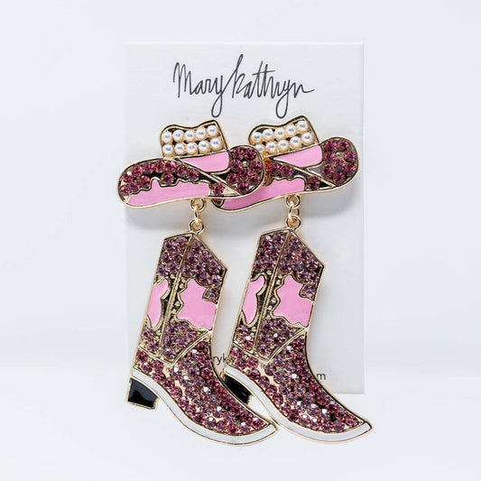 Mary Kathryn Pink Shania Boot Earrings