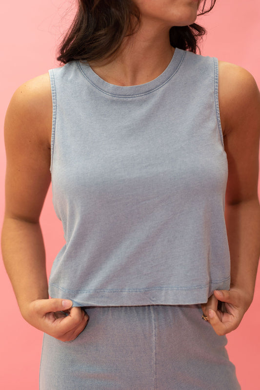 Z Supply Sloane Jersey Muscle Tank in Washed Indigo