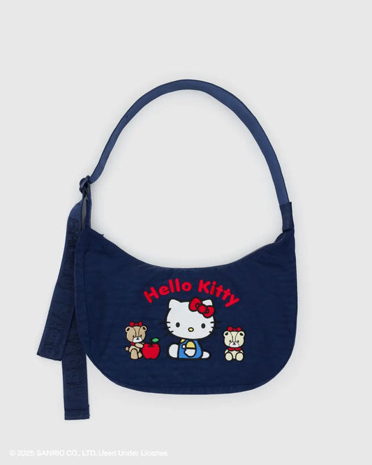 PREORDER Baggu Medium Nylon Crescent Bag in Embroidered Hello Kitty & Teddy