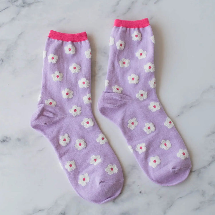 Lilac Pastel Color Mix Floral Socks