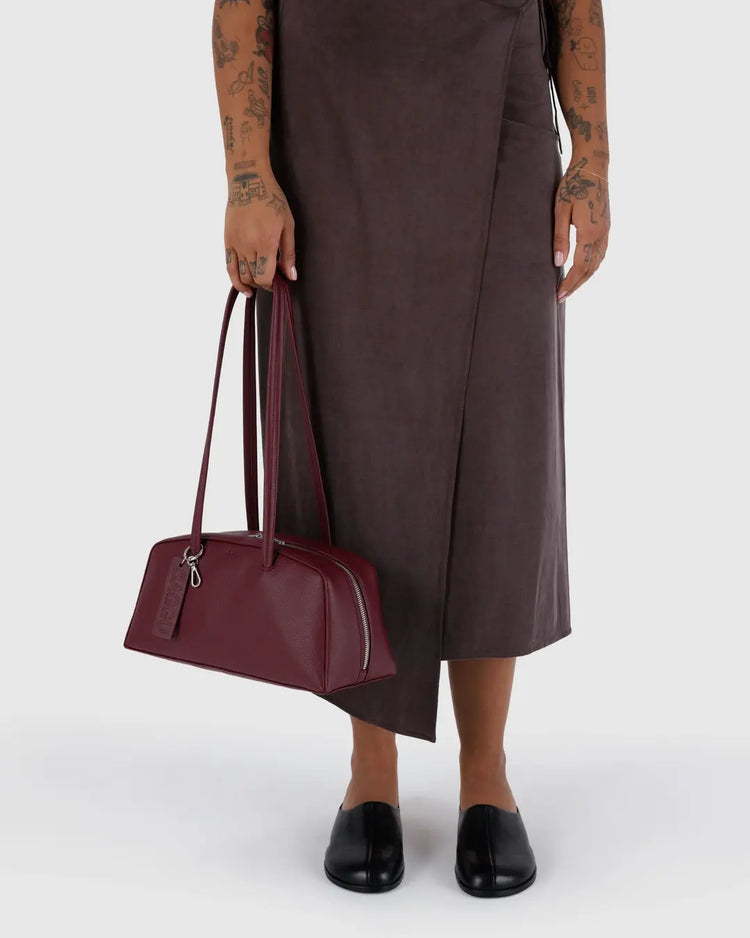 Baggu Recycled Leather Bowler Bag in Mahogany