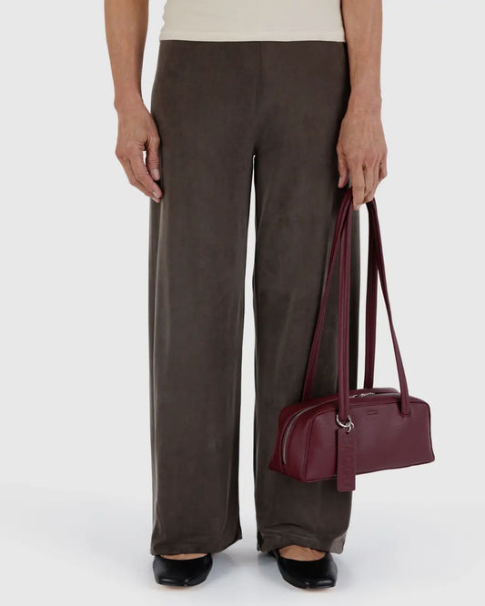 Baggu Small Recycled Leather Bowler Bag in Mahogany