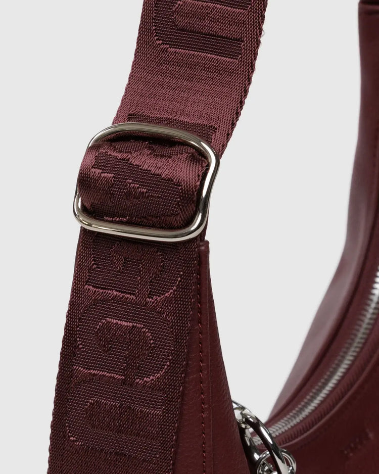 Small Recycled Leather Crescent Bag in Mahogany