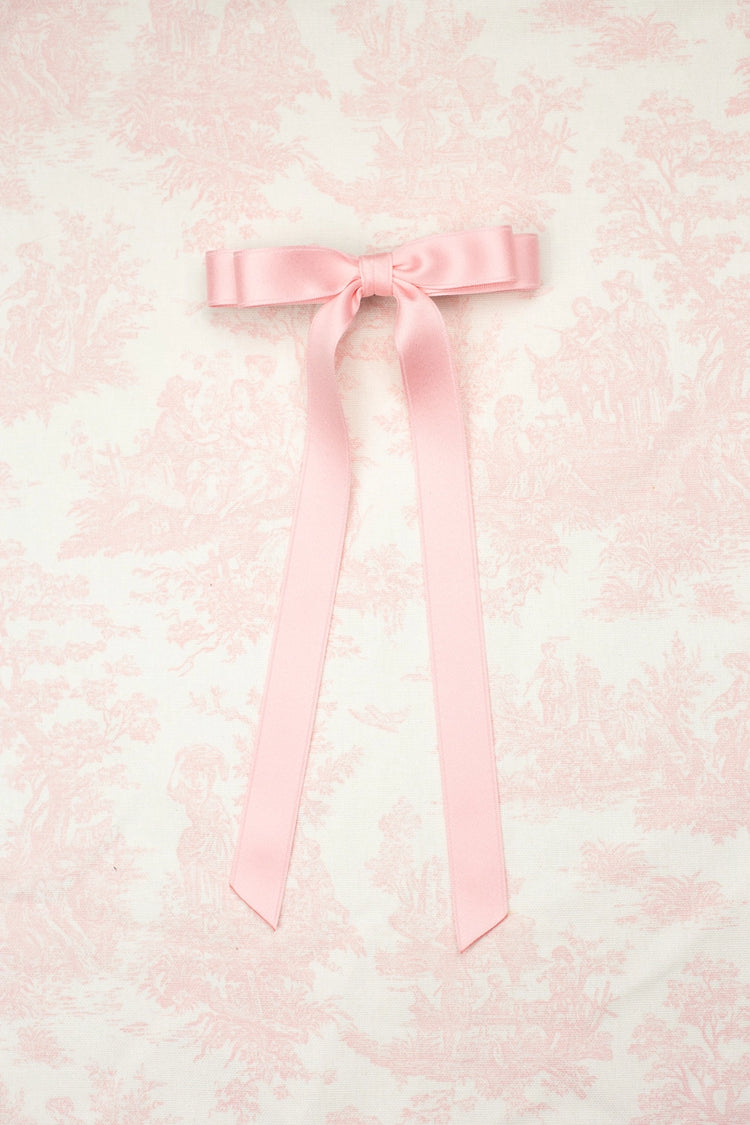 Micro Alice Satin Bow Barrette in Soft Pink