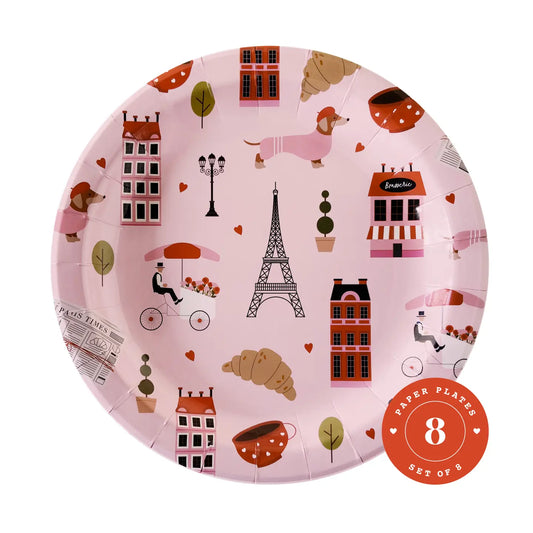 Paris Valentine Paper Plates