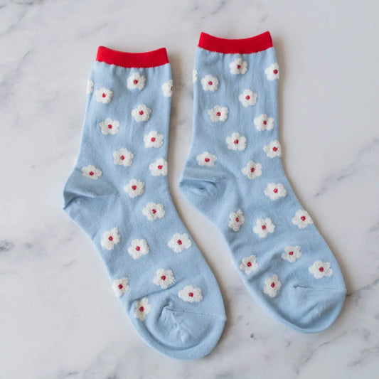 Sky Pastel Color Mix Floral Socks