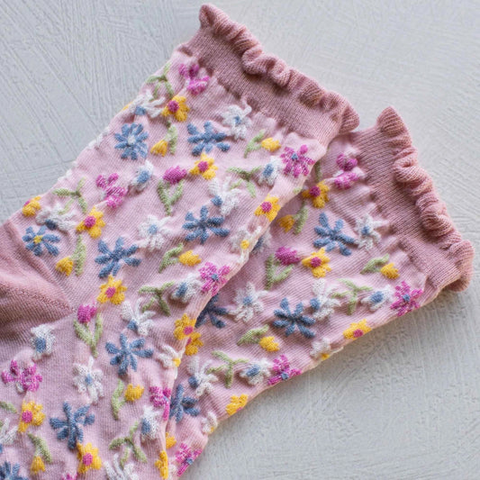 Pink Love Floral Casual Socks