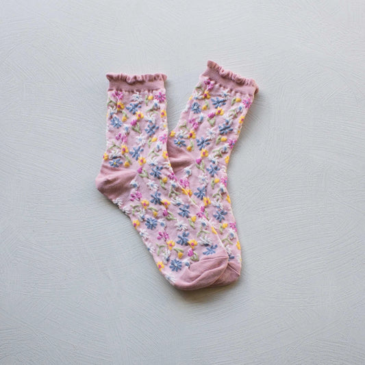Pink Love Floral Casual Socks