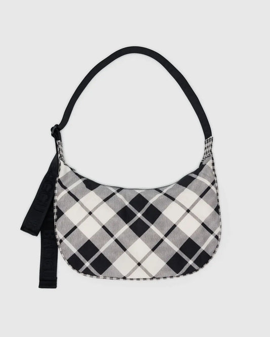 Baggu Medium Nylon Crescent Bag in Mixed Plaid