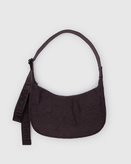 Baggu Medium Nylon Crescent Bag in Chocolate Plum