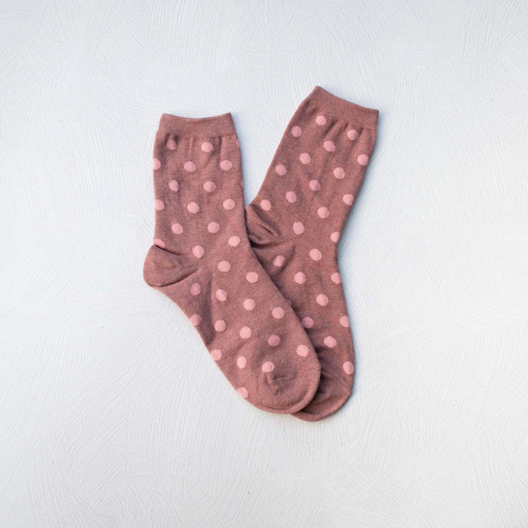 Mauve Polka Dots Casual Socks