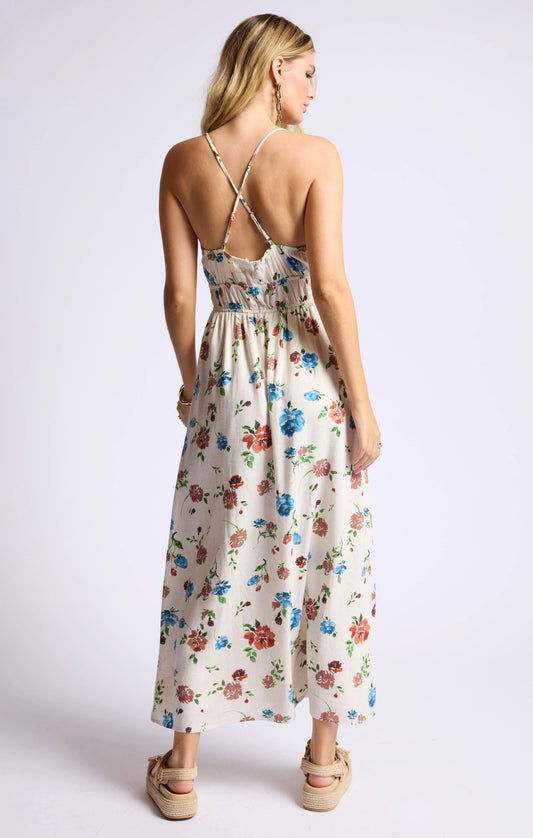 Pressed Flowers Ruched Maxi Dress