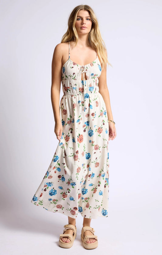 Pressed Flowers Ruched Maxi Dress