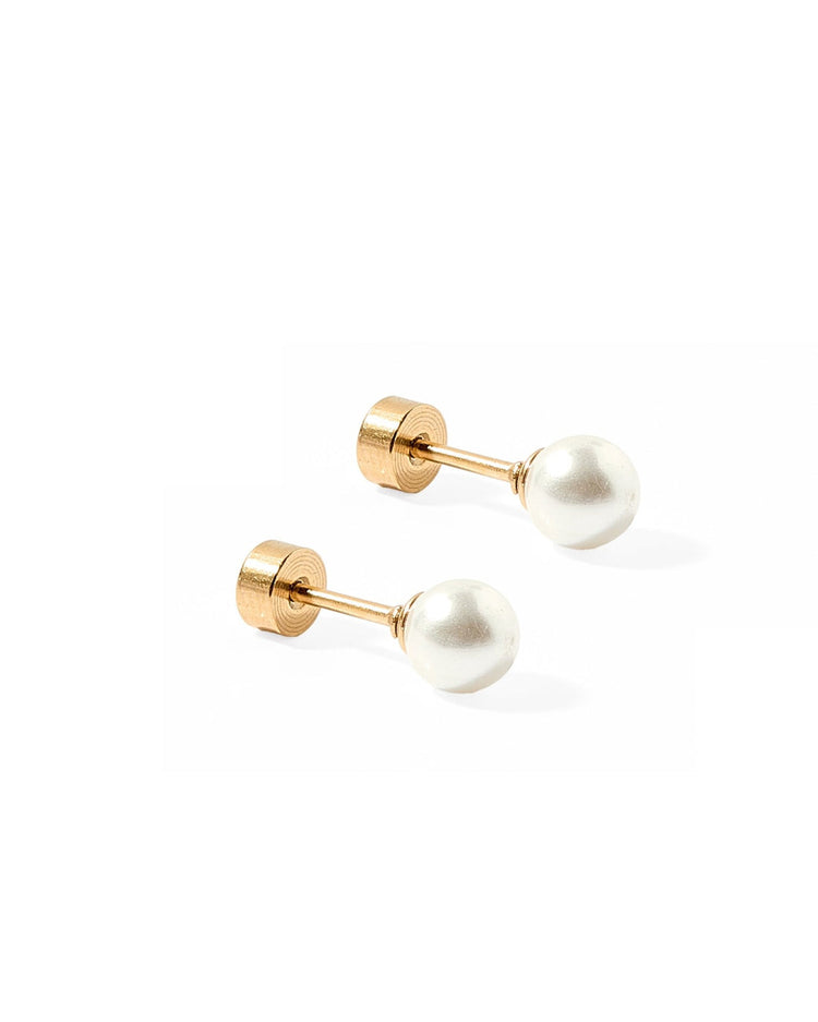 Payton White Pearl Flatback Stud Earrings