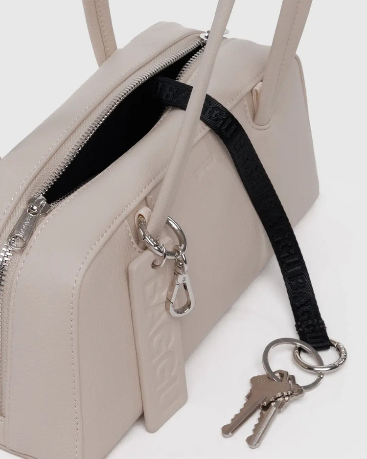 Baggu Small Recycled Leather Bowler Bag in Stone