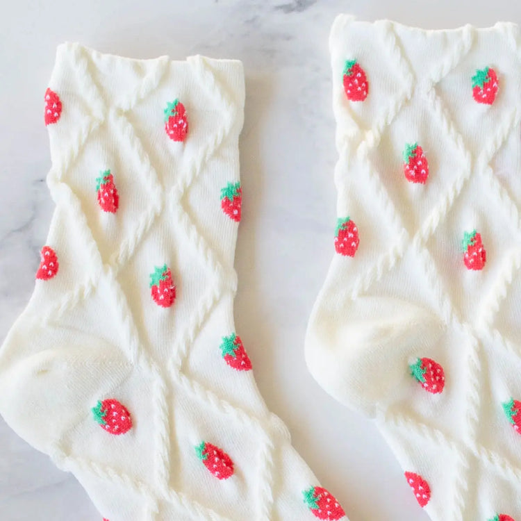Strawberry Cream Diamond Casual Socks