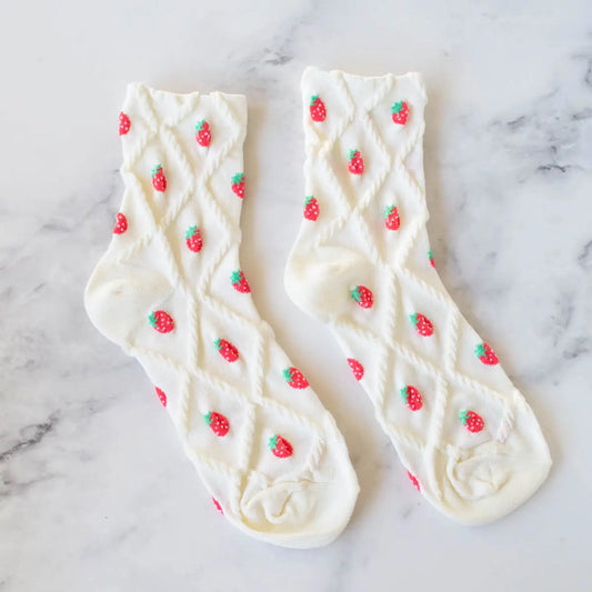 Strawberry Cream Diamond Casual Socks