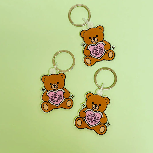 My Tummy Hurts Teddy Bear Keychain