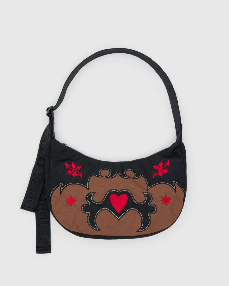 Baggu Medium Nylon Crescent Bag in Western Applique