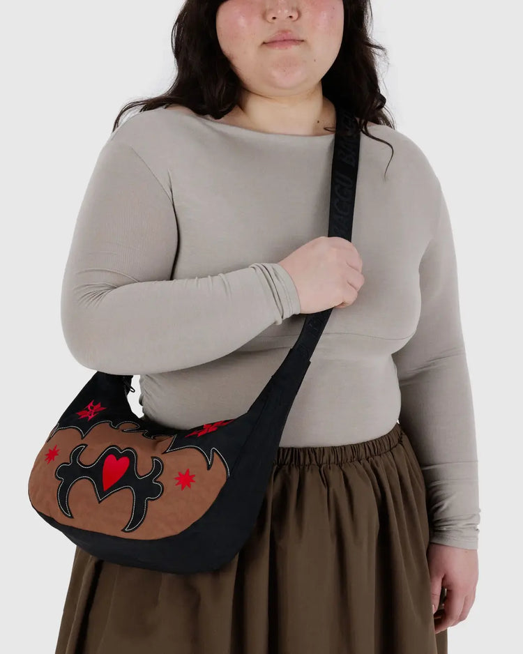 Baggu Medium Nylon Crescent Bag in Western Applique