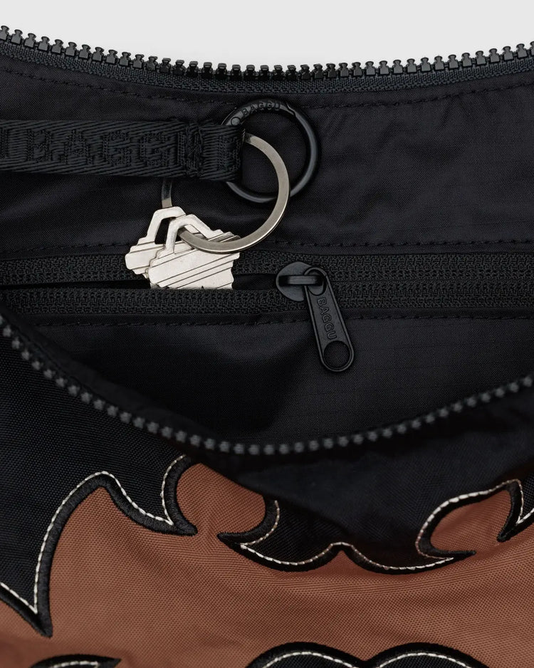 Baggu Medium Nylon Crescent Bag in Western Applique