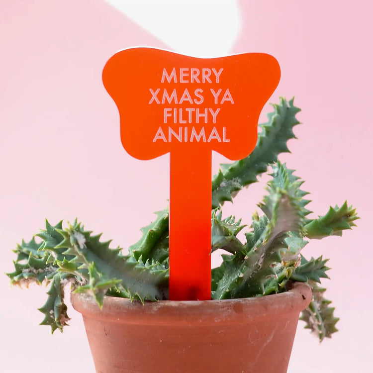 Merry Christmas Ya Filthy Animal Plant Stake