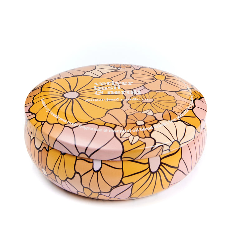 Triple Wick Floral Tin Soy Candle